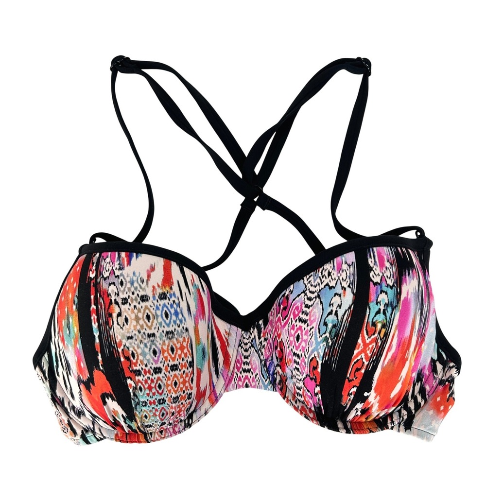Seafolly Tribal Ikat Underwire Bikini Top Size 8 Multicolor Boho Festival Swim